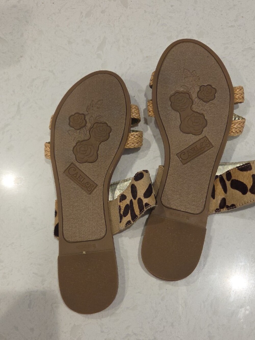 Casual Leopard & Tan Slide Sandals - Women's - Picture 2 of 8